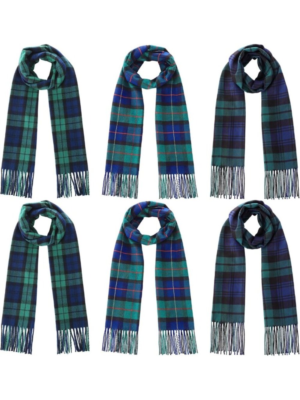 Cozy 6-Piece Long Plaid Winter Scarves Set for Women - Stylish & Warm